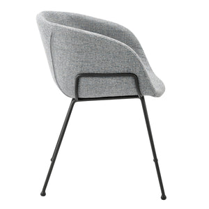 Zach Armchair in Gray-Blue Fabric and Black Legs - Set of 2