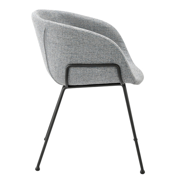 Zach Armchair in Gray-Blue Fabric and Black Legs - Set of 2