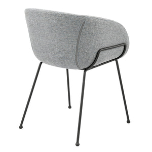 Zach Armchair in Gray-Blue Fabric and Black Legs - Set of 2