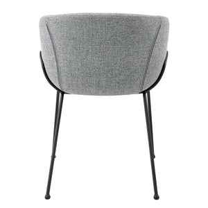 Zach Armchair in Gray-Blue Fabric and Black Legs - Set of 2