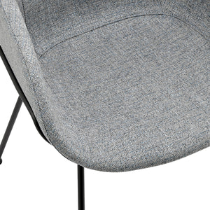 Zach Armchair in Gray-Blue Fabric and Black Legs - Set of 2