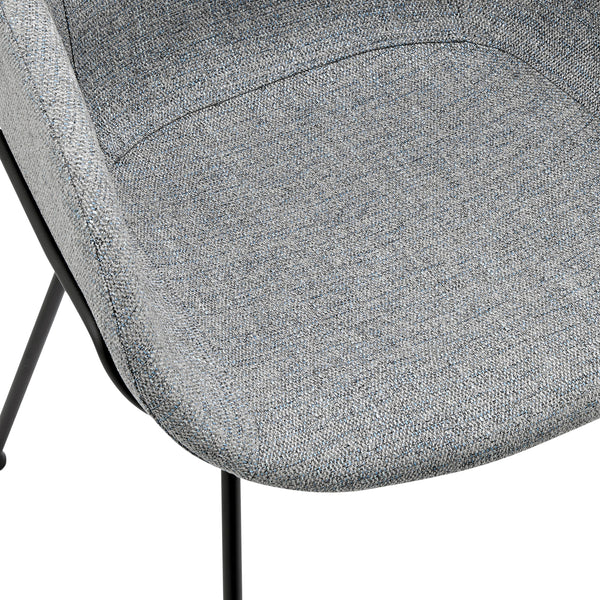 Zach Armchair in Gray-Blue Fabric and Black Legs - Set of 2