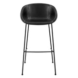 Zach Bar Stool with Black Leatherette and Matte Black Powder Coated Steel Frame and Legs - Set of 2