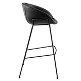 Zach Bar Stool with Black Leatherette and Matte Black Powder Coated Steel Frame and Legs - Set of 2