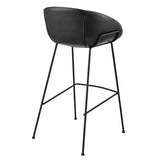 Zach Bar Stool with Black Leatherette and Matte Black Powder Coated Steel Frame and Legs - Set of 2