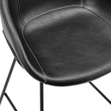 Zach Bar Stool with Black Leatherette and Matte Black Powder Coated Steel Frame and Legs - Set of 2