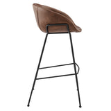 Zach Bar Stool with Brown Leatherette and Matte Black Powder Coated Steel Frame and Legs - Set of 2