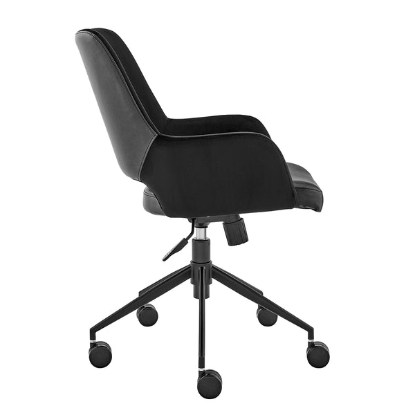 Desi Tilt Office Chair in Black "Velvet-like" Fabric and Leatherette with Black Base