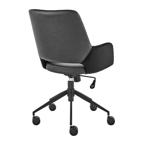 Desi Tilt Office Chair in Black "Velvet-like" Fabric and Leatherette with Black Base