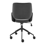Desi Tilt Office Chair in Black "Velvet-like" Fabric and Leatherette with Black Base