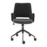 Desi Tilt Office Chair in Black "Velvet-like" Fabric and Leatherette with Black Base