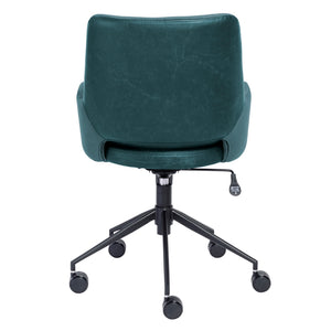 Desi Tilt Office Chair in Blue "Velvet-like" Fabric and Leatherette with Black Base