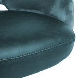 Desi Tilt Office Chair in Blue "Velvet-like" Fabric and Leatherette with Black Base