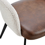Desi Armchair in Ivory Fabric and Brown Leatherette with Black Base