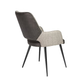 Desi Armchair in Light Gray Fabric and Dark Gray Leatherette with Black Base