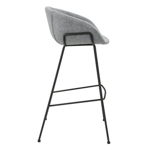 Zach Bar Stool In Gray-Blue Fabric And Matte Black Frame And Legs - Set Of 2