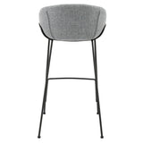 Zach Bar Stool In Gray-Blue Fabric And Matte Black Frame And Legs - Set Of 2