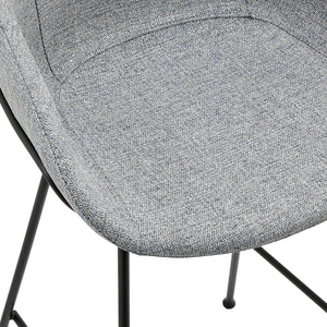 Zach Bar Stool In Gray-Blue Fabric And Matte Black Frame And Legs - Set Of 2