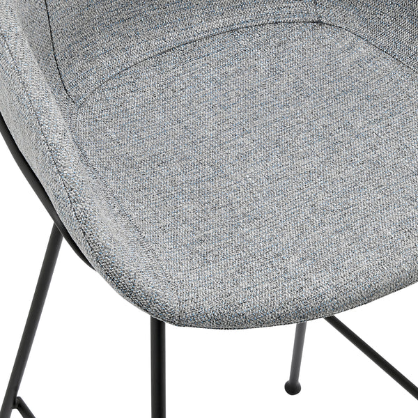 Zach Bar Stool In Gray-Blue Fabric And Matte Black Frame And Legs - Set Of 2