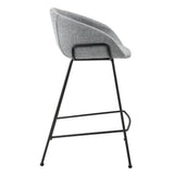 Zach Counter Stool with Gray-Blue Fabric and Matte Black steel frame and legs - Set of 2