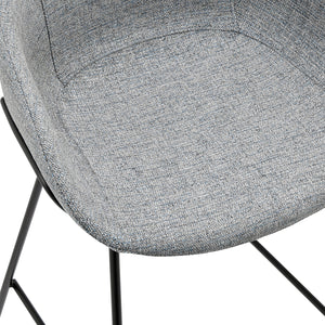 Zach Counter Stool with Gray-Blue Fabric and Matte Black steel frame and legs - Set of 2