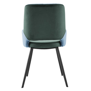 Desi Armchair in Blue Velvet Fabric and Leatherette with Black Base