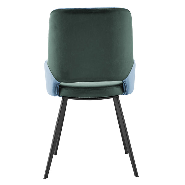 Desi Armchair in Blue Velvet Fabric and Leatherette with Black Base