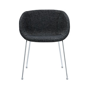 Zach Armchair in Black Fabric and Chrome Legs - Set of 2