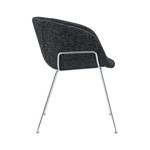 Zach Armchair in Black Fabric and Chrome Legs - Set of 2