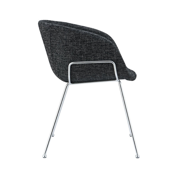 Zach Armchair in Black Fabric and Chrome Legs - Set of 2