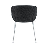 Zach Armchair in Black Fabric and Chrome Legs - Set of 2