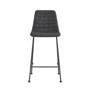 Elma-C Counter Stool In Black Fabric with Matte Black Frame and Legs - Set Of 2