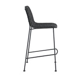 Elma-C Counter Stool In Black Fabric with Matte Black Frame and Legs - Set Of 2