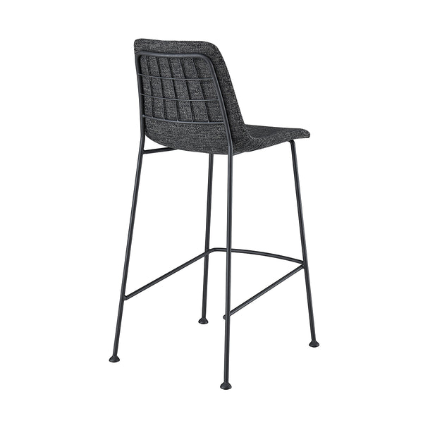 Elma-C Counter Stool In Black Fabric with Matte Black Frame and Legs - Set Of 2