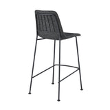 Elma-C Counter Stool In Black Fabric with Matte Black Frame and Legs - Set Of 2