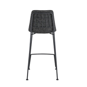 Elma-C Counter Stool In Black Fabric with Matte Black Frame and Legs - Set Of 2
