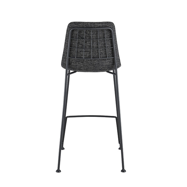 Elma-C Counter Stool In Black Fabric with Matte Black Frame and Legs - Set Of 2