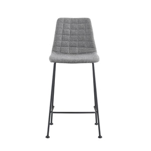 Elma-C Counter Stool In Light Gray Fabric with Matte Black Frame and Legs - Set Of 2