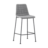 Elma-C Counter Stool In Light Gray Fabric with Matte Black Frame and Legs - Set Of 2