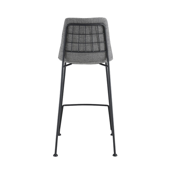 Elma-C Counter Stool In Light Gray Fabric with Matte Black Frame and Legs - Set Of 2