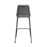 Elma-C Counter Stool In Light Gray Fabric with Matte Black Frame and Legs - Set Of 2