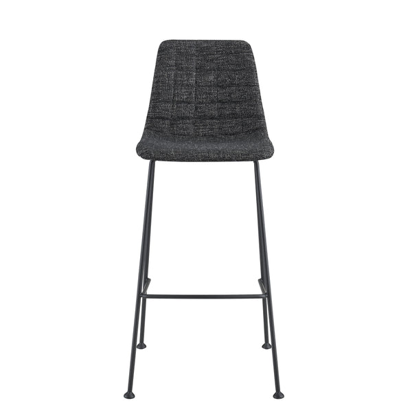 Elma-B Bar Stool In Black Fabric with Matte Black Frame and Legs - Set Of 2