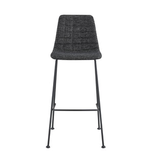 Elma-B Bar Stool In Black Fabric with Matte Black Frame and Legs - Set Of 2