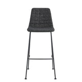 Elma-B Bar Stool In Black Fabric with Matte Black Frame and Legs - Set Of 2