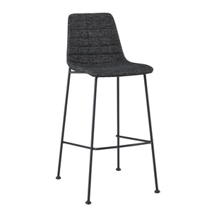 Elma-B Bar Stool In Black Fabric with Matte Black Frame and Legs - Set Of 2
