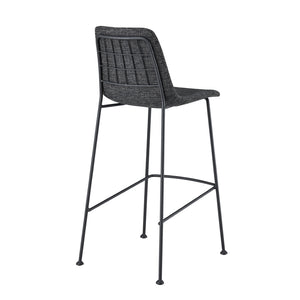 Elma-B Bar Stool In Black Fabric with Matte Black Frame and Legs - Set Of 2