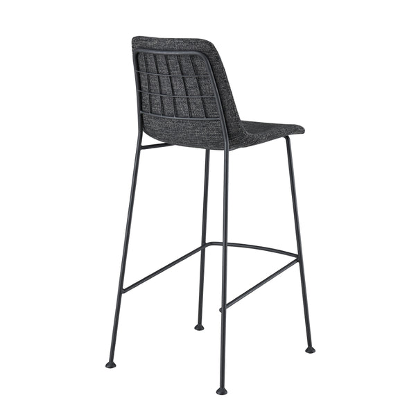 Elma-B Bar Stool In Black Fabric with Matte Black Frame and Legs - Set Of 2