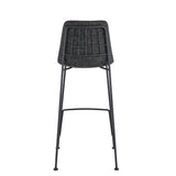 Elma-B Bar Stool In Black Fabric with Matte Black Frame and Legs - Set Of 2