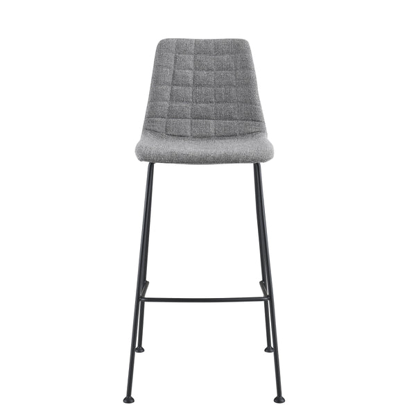 Elma-B Bar Stool In Light Gray Fabric with Matte Black Frame and Legs - Set Of 2