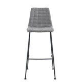 Elma-B Bar Stool In Light Gray Fabric with Matte Black Frame and Legs - Set Of 2